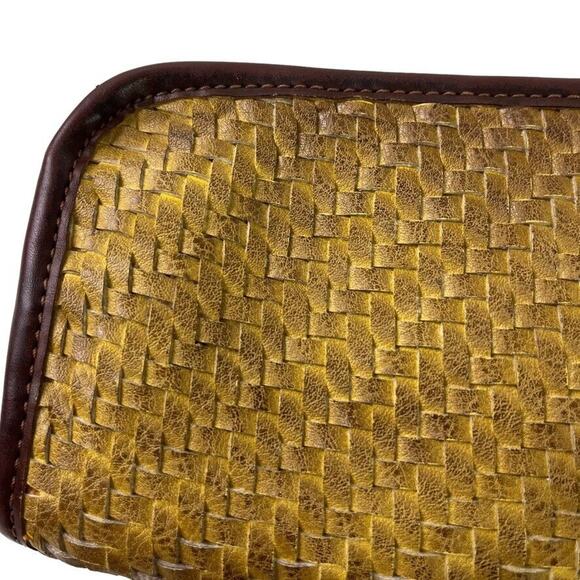 Mode Luxe Womens Woven Brown Tan Wristlet Zip Around Wallet Clutch Coin Purse - Picture 7 of 16